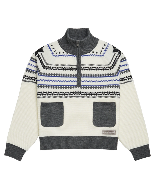 Folklore Album Quarter Zip Up Sweater