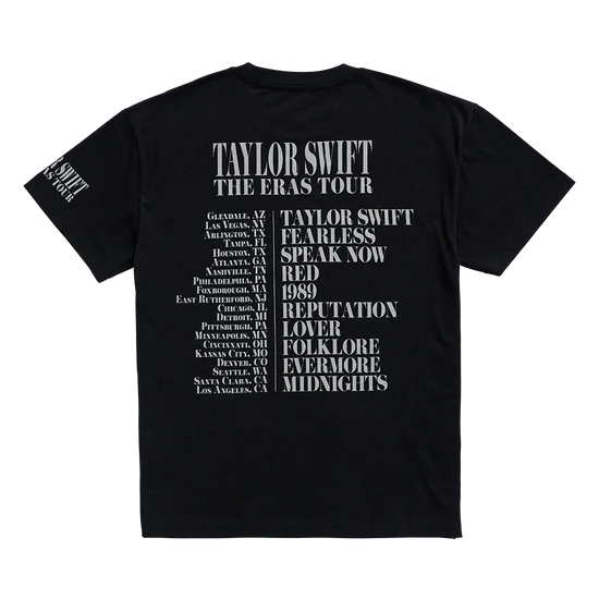 Taylor Swift | The Eras Tour Through LA Black T-Shirt