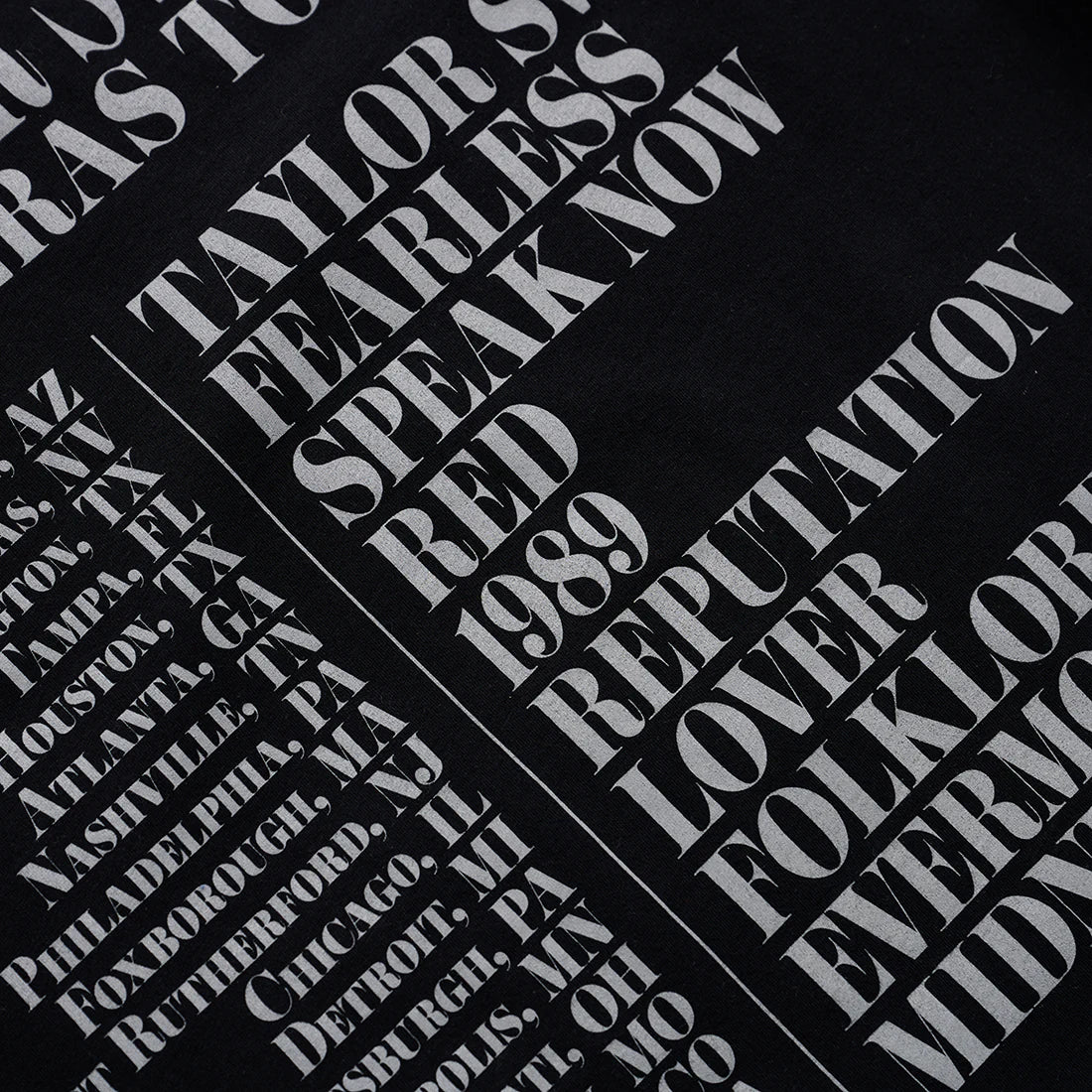 Taylor Swift | The Eras Tour Through LA Black T-Shirt