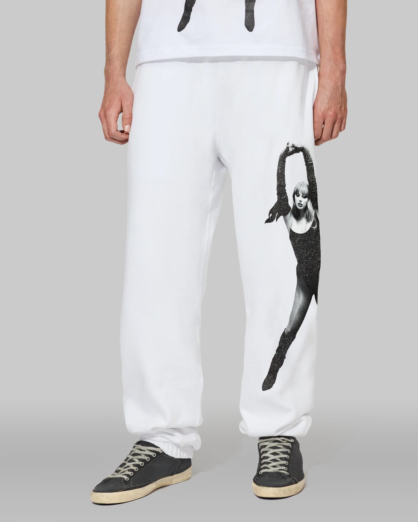 The Life of a Showgirl Shiny Bug White Sweatpants