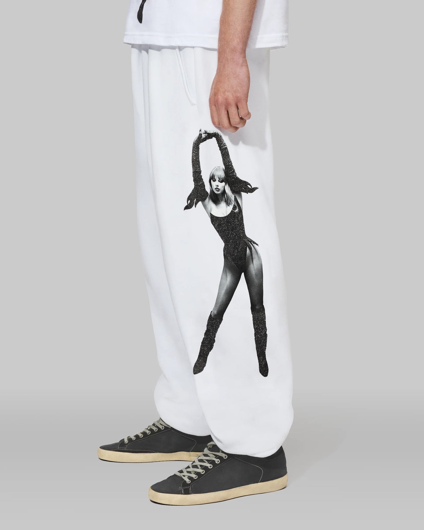 The Life of a Showgirl Shiny Bug White Sweatpants